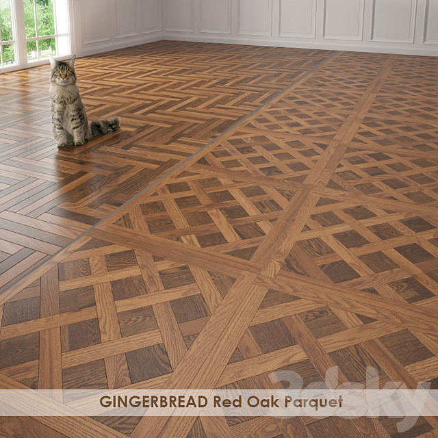 GINGERBREAD Red Oak Parquet Versailles 3d