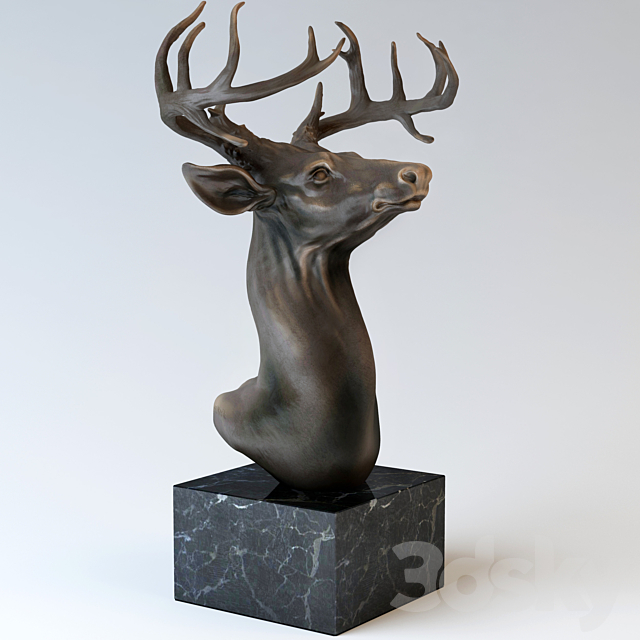 Bronze sculpture “Head of a deer.” 3DSMax File - thumbnail 1