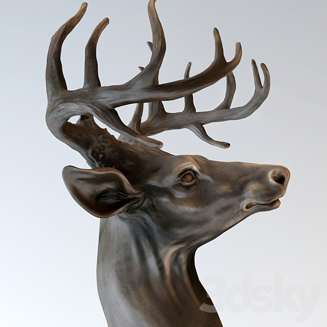 Bronze sculpture “Head of a deer.” 3DSMax File - thumbnail 2