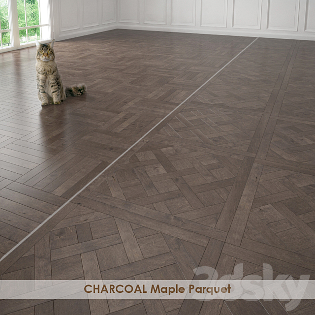 CHARCOAL Maple Parquet 3d
