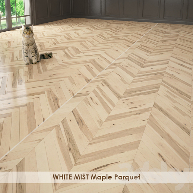 WHITE MIST Maple Parquet 3d