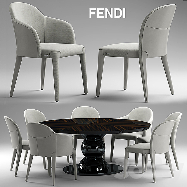 Table and chairs fendi Audrey Chair 3DSMax File - thumbnail 1
