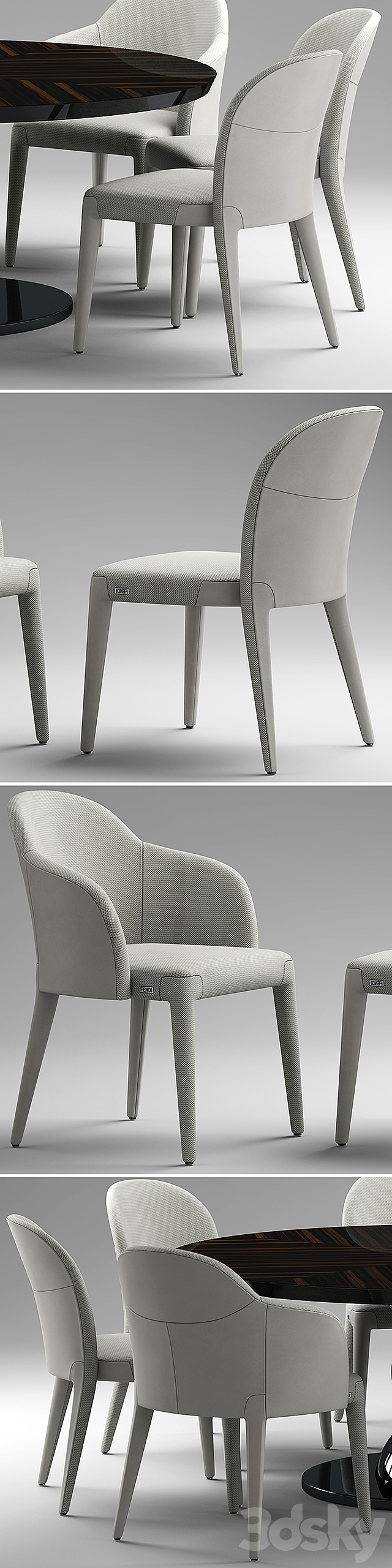 Table and chairs fendi Audrey Chair 3DSMax File - thumbnail 2