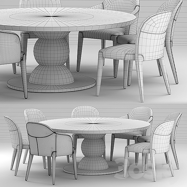 Table and chairs fendi Audrey Chair 3DSMax File - thumbnail 3