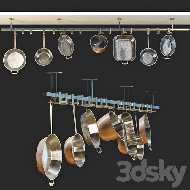 Copper dishes. cookware set copper 3DSMax File - thumbnail 2
