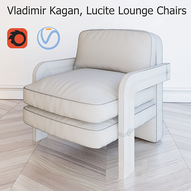 Vladimir Kagan. Lucite Lounge Chairs 3DSMax File - thumbnail 2