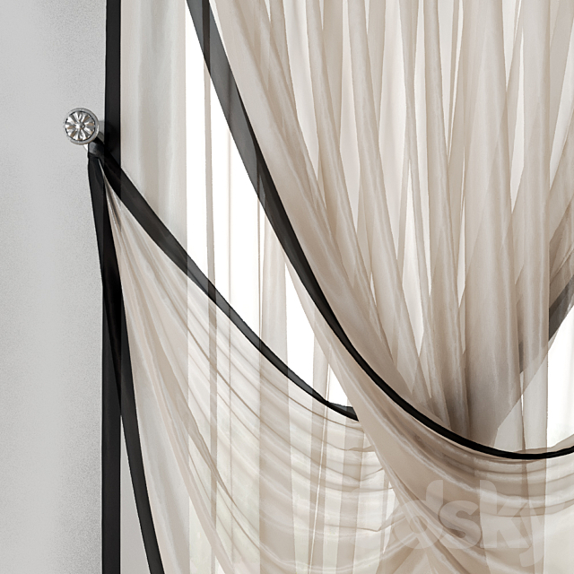 Tulle in the narrow window 3d