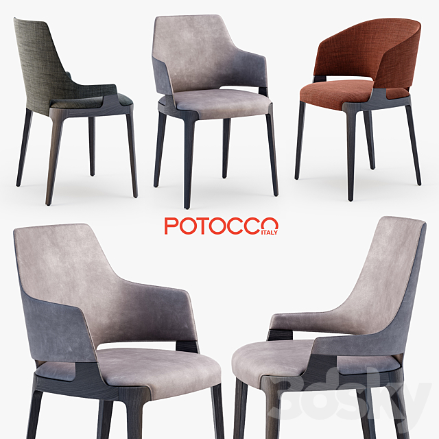 Potocco Velis chair. armchair. tub chair 3DSMax File - thumbnail 1