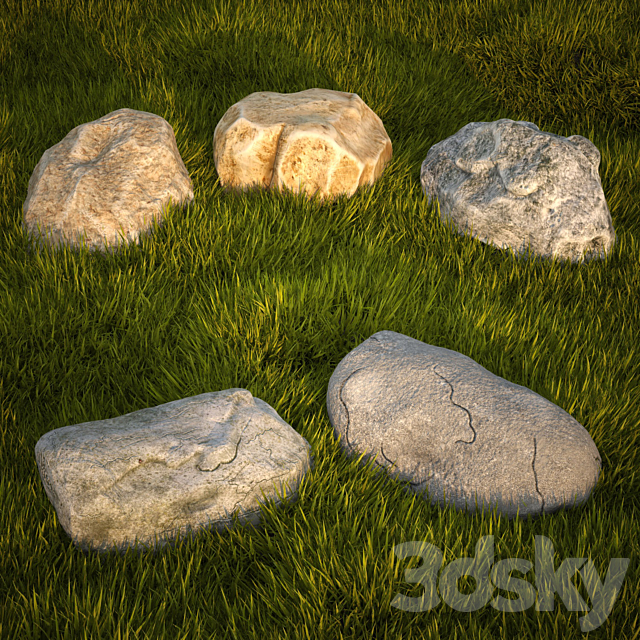 Stones & grass 3d