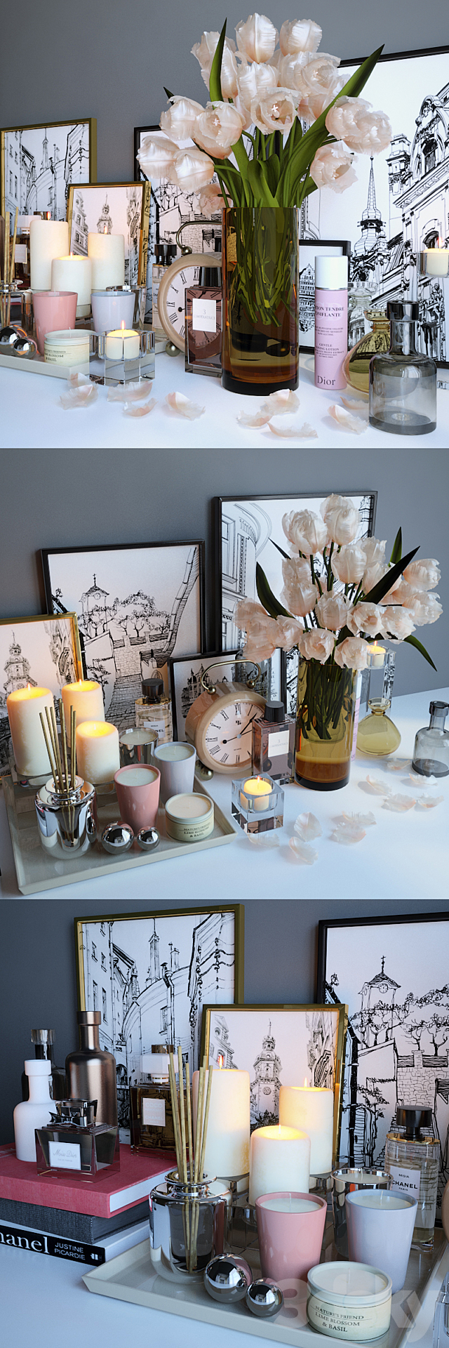 Decorative set of 3 3d
