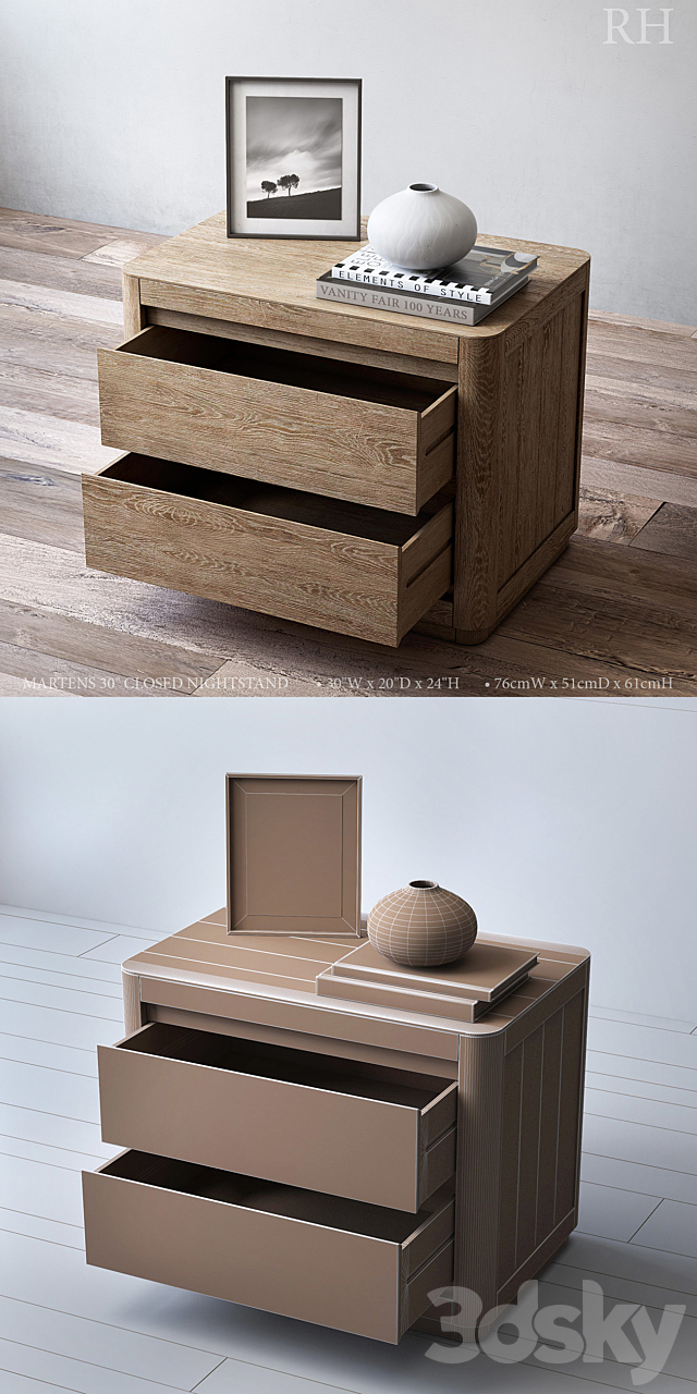 MARTENS 30in CLOSED NIGHTSTAND 3DSMax File - thumbnail 3