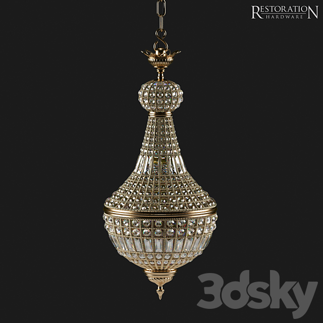 19th C. French Empire Crystal Chandelier Small 3DSMax File - thumbnail 1