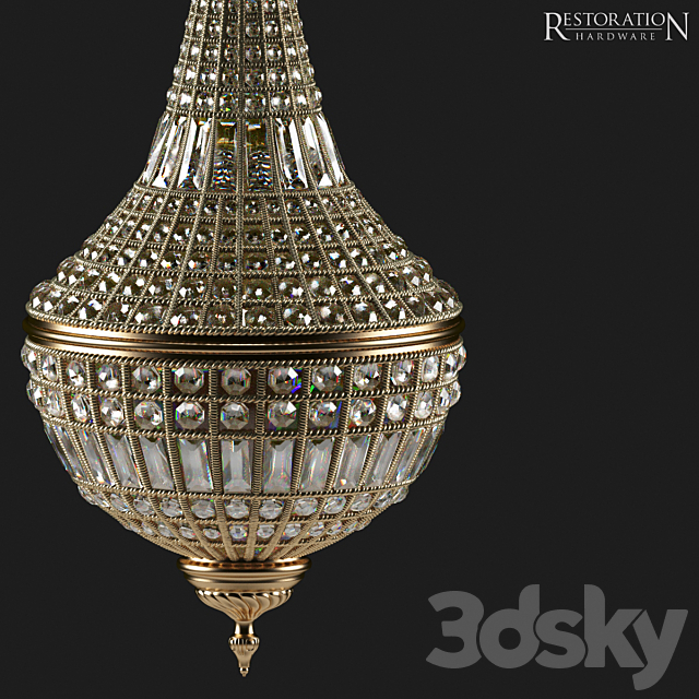 19th C. French Empire Crystal Chandelier Small 3DSMax File - thumbnail 2
