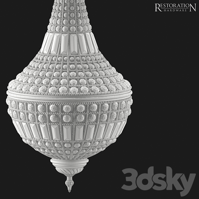 19th C. French Empire Crystal Chandelier Small 3DSMax File - thumbnail 3