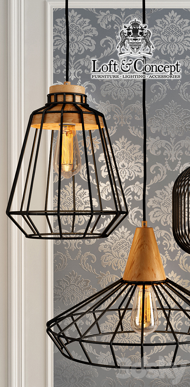 Wooden Suspended Fixture 3d