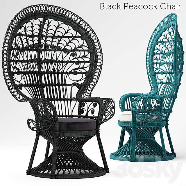 Armchair Black Peacock Chair New In 3DSMax File - thumbnail 1