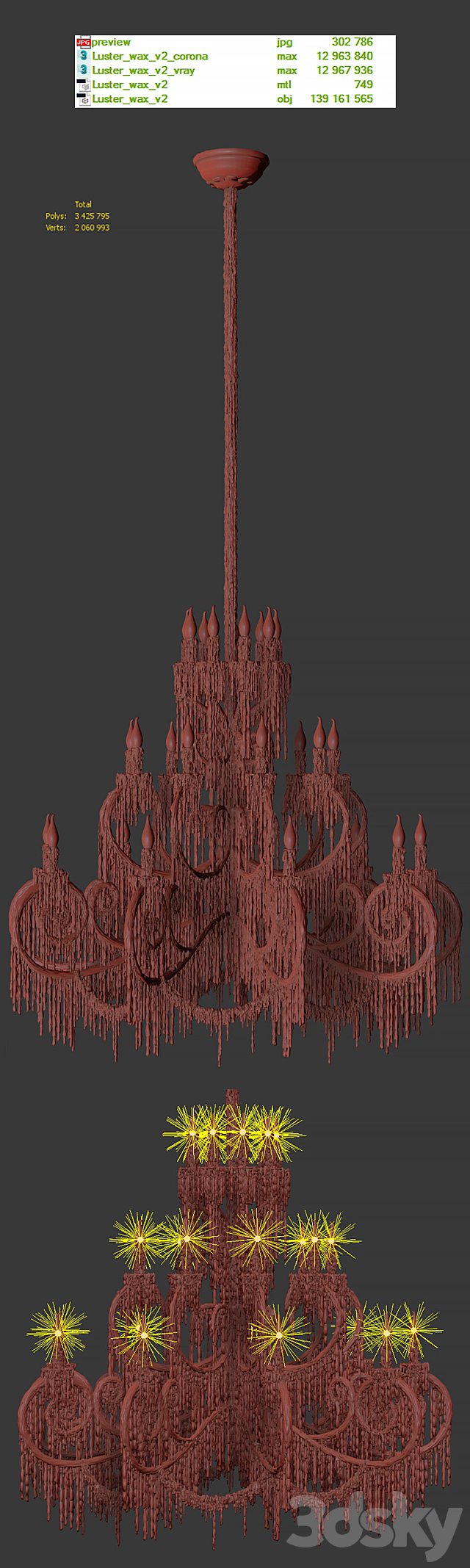 Chandelier bathed in wax 3DSMax File - thumbnail 3