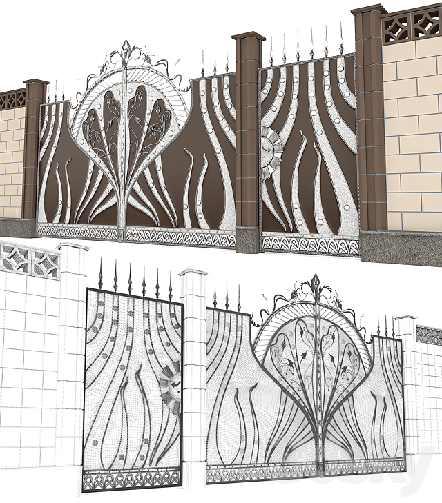 Classical forged gate 3DSMax File - thumbnail 3
