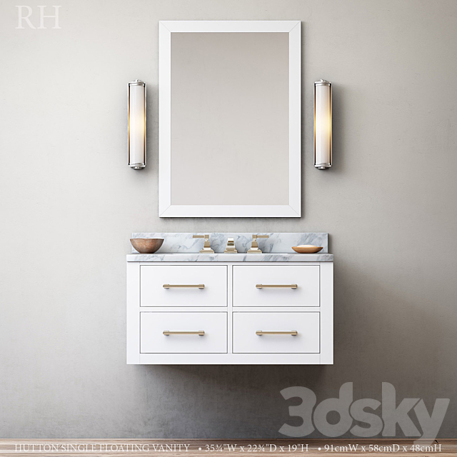 HUTTON SINGLE FLOATING VANITY 3d