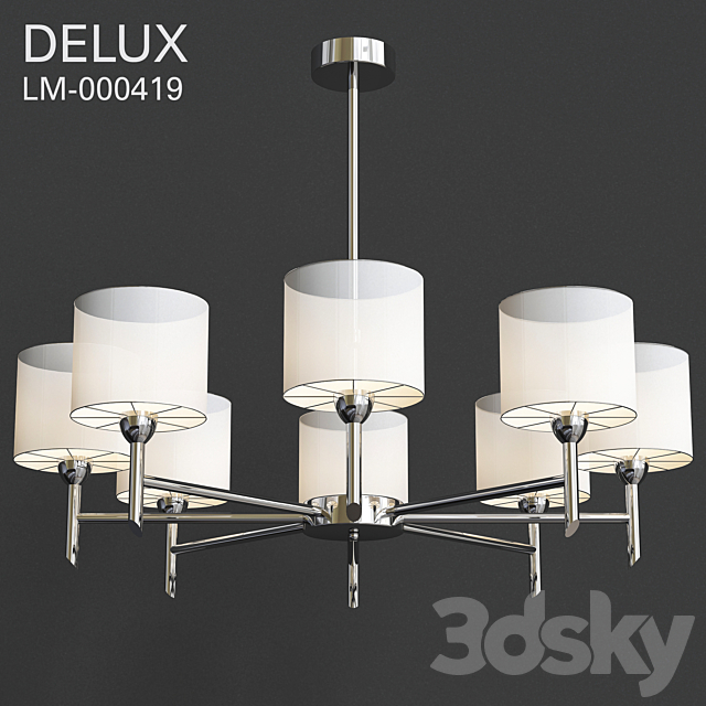Hanging Chandelier with shades Delux 3DSMax File - thumbnail 1