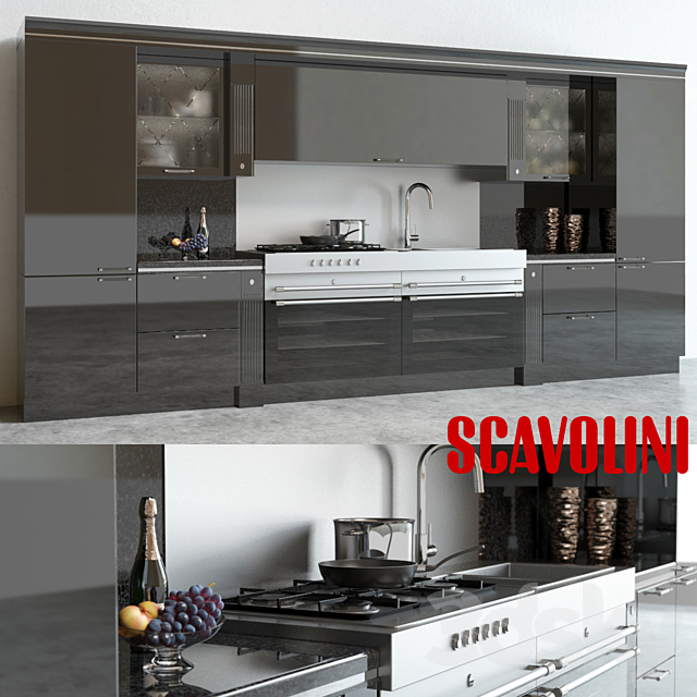 Scavolini Baccarat Kitchen Black 3DSMax File - thumbnail 1
