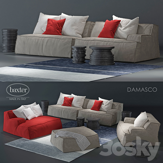 sofa and armchair Baxter Damasco 3DSMax File - thumbnail 1
