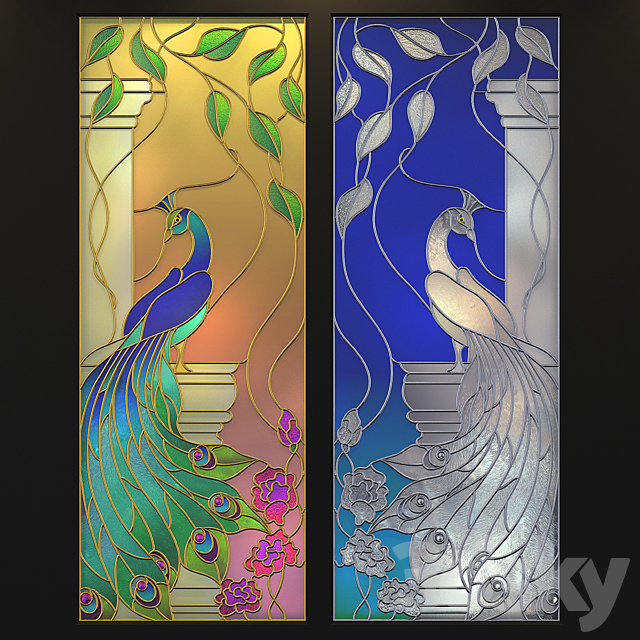 Stained Glass Peacock 3DSMax File - thumbnail 2