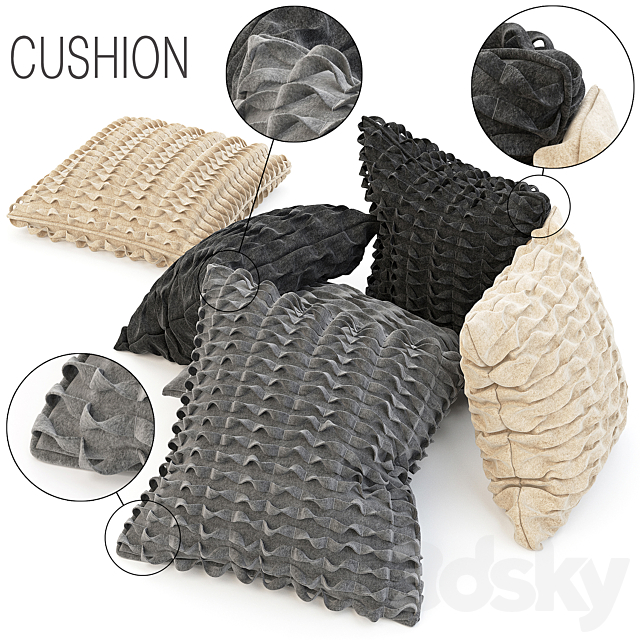 Wool cushions set 3DSMax File - thumbnail 1