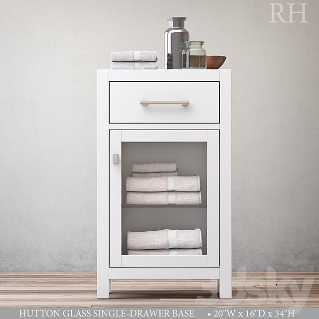 HUTTON GLASS SINGLE-DRAWER BASE 3d