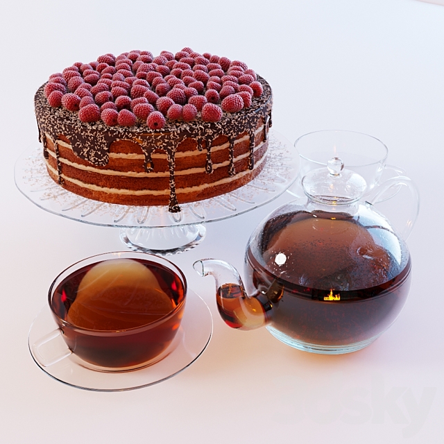 Chocolate cake & tea 3DSMax File - thumbnail 1