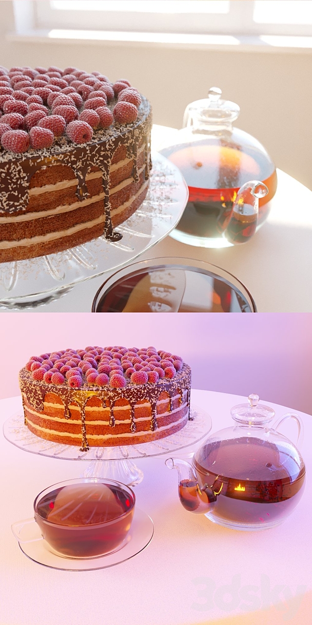Chocolate cake & tea 3DSMax File - thumbnail 2