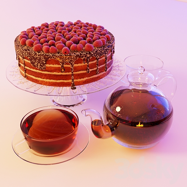 Chocolate cake & tea 3DSMax File - thumbnail 3