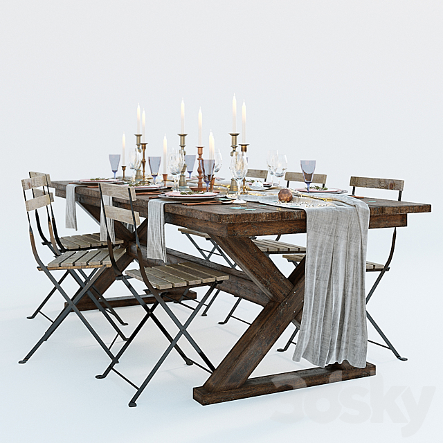 Festive table setting 3d