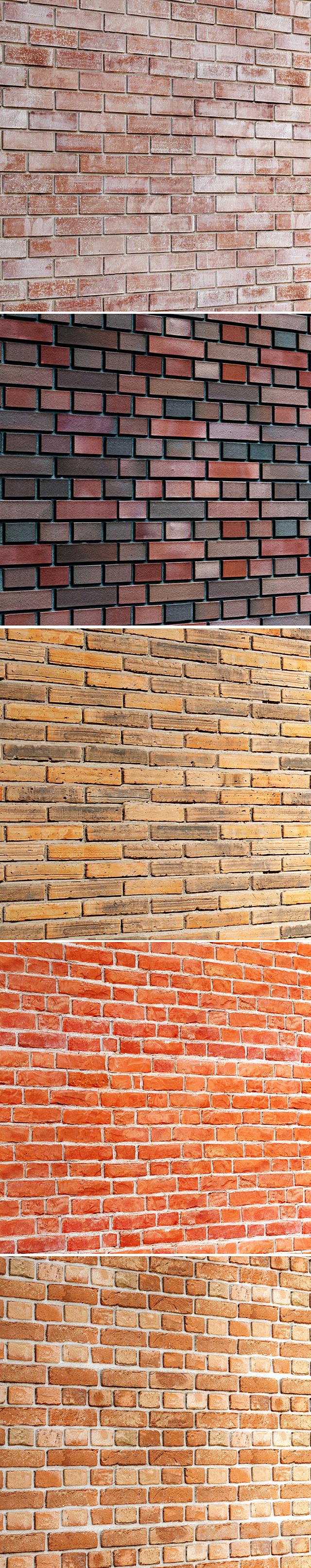 Collection of brick walls 5 pcs. Masonry. brick. loft. aged. set. collection. decorative. panel. wall 3d