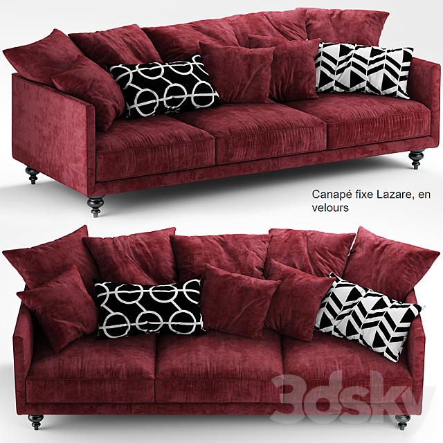 Sofa canape angle velours 3DSMax File - thumbnail 1