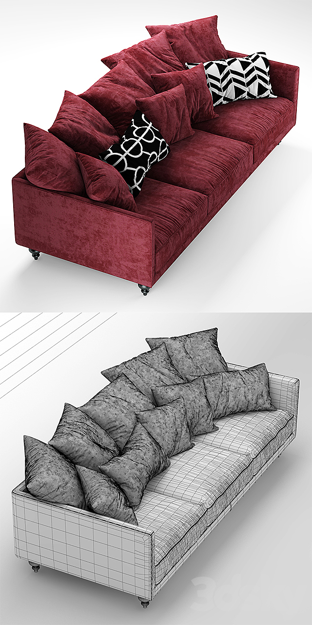 Sofa canape angle velours 3DSMax File - thumbnail 3