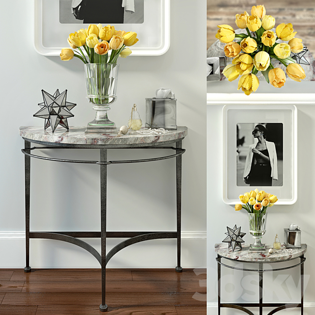 Decorative set with yellow tulips 3d