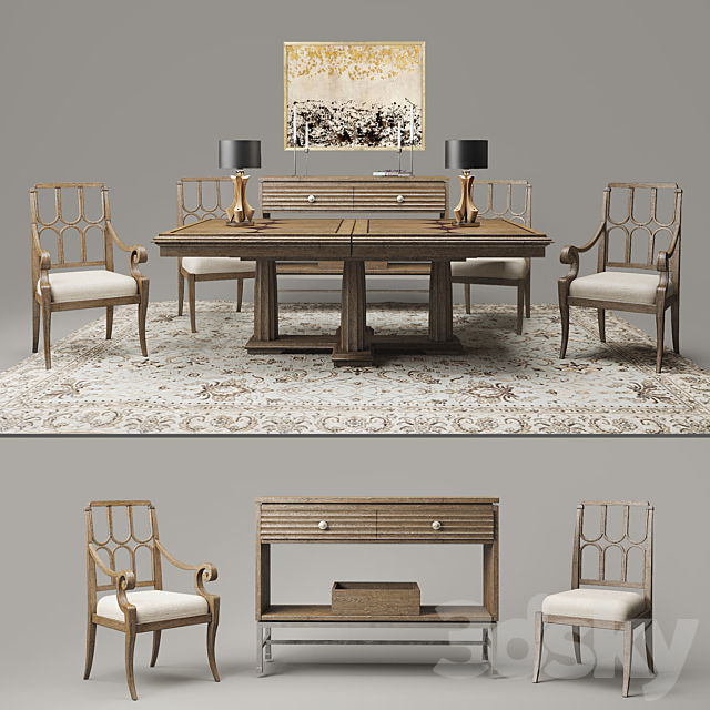 Dining table and chairs the firm Stanley Furniture 3DSMax File - thumbnail 1