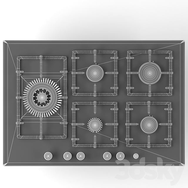 Built-in gas cooktop Bosch PPS816M91E 3DSMax File - thumbnail 2
