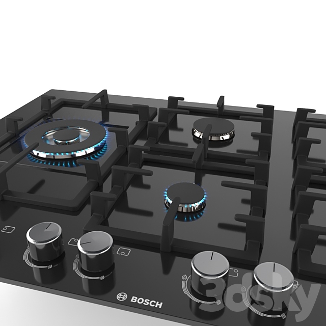 Built-in gas cooktop Bosch PPS816M91E 3DSMax File - thumbnail 3
