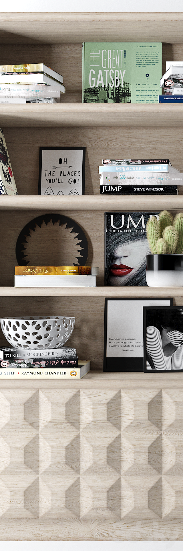 Bookshelf + decoration 3DS Max Model - thumbnail 2
