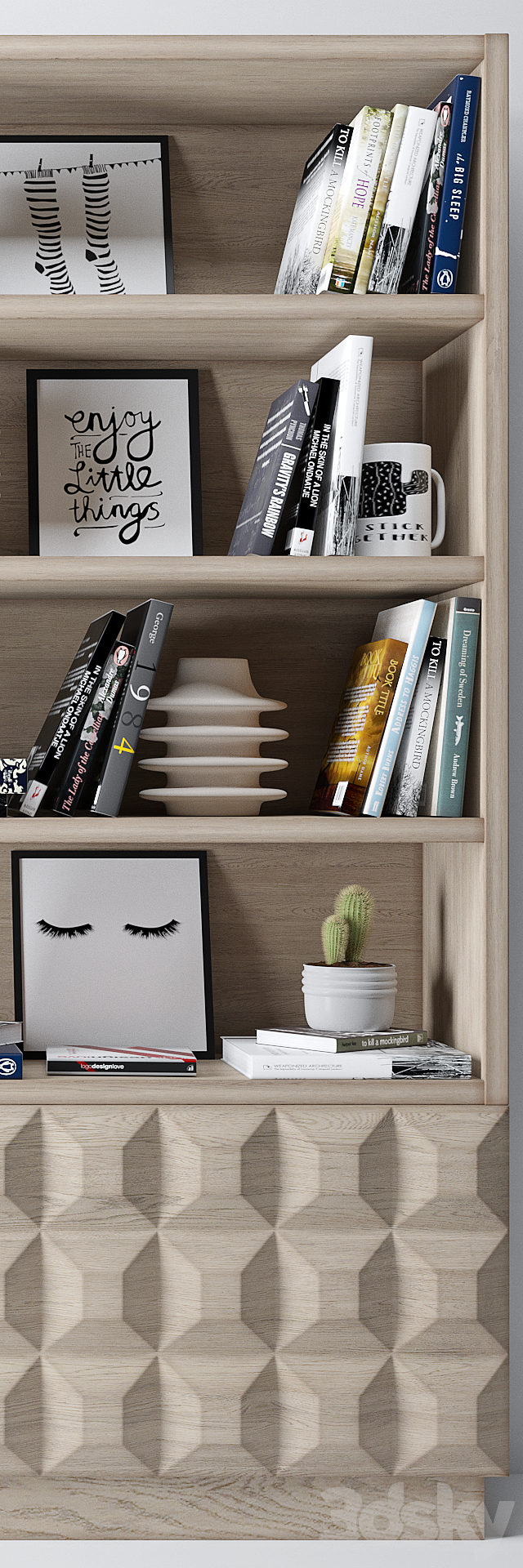 Bookshelf + decoration 3DS Max Model - thumbnail 3