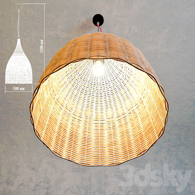wicker chandelier 3d