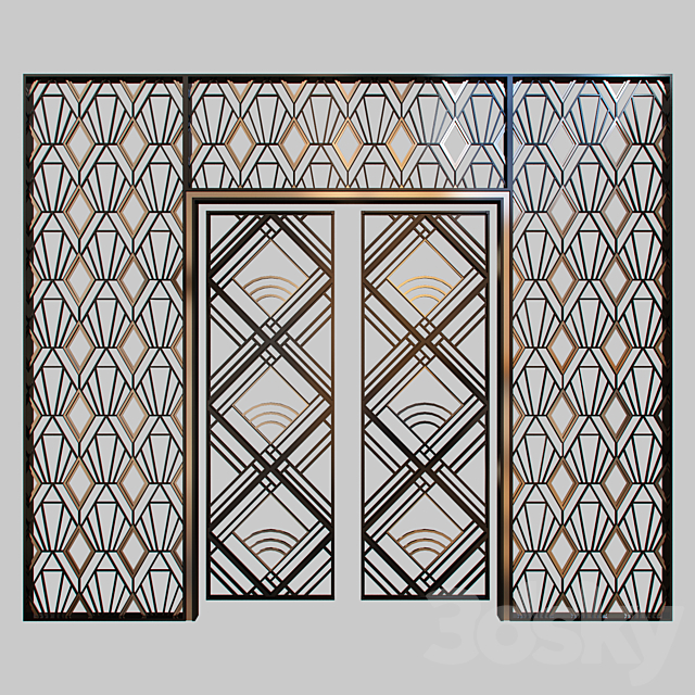Wrought iron grille at the front door 3DSMax File - thumbnail 1