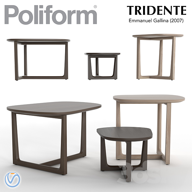 Poliform Tridente Table set 3DSMax File - thumbnail 1