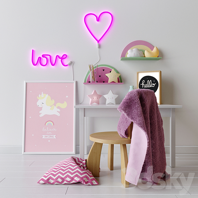 Decorative set in the nursery for girls 3DSMax File - thumbnail 1