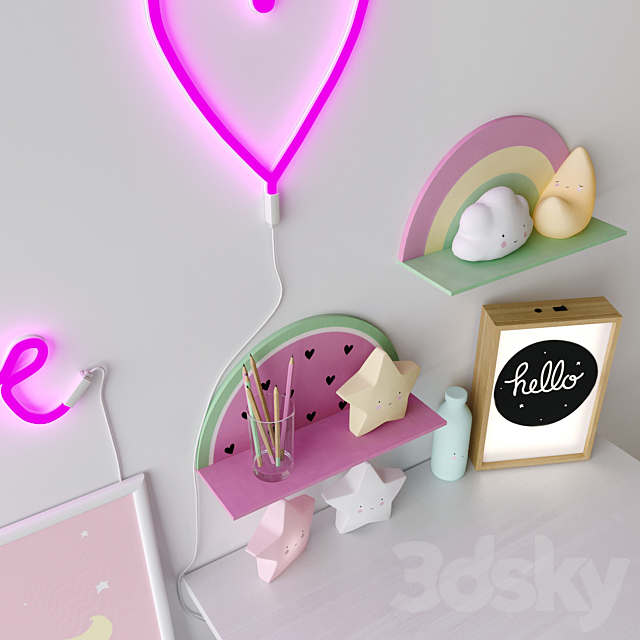 Decorative set in the nursery for girls 3DSMax File - thumbnail 3
