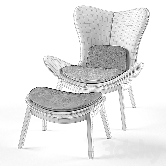 Calligaris Lazy armchair & footstool 3DSMax File - thumbnail 3
