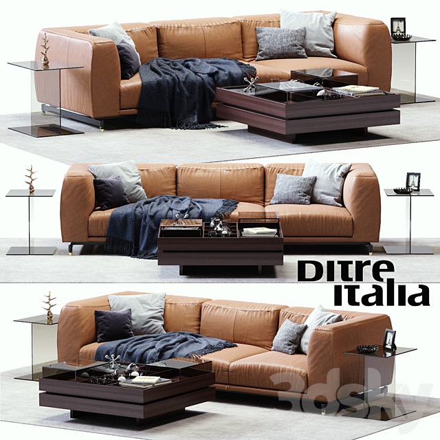 DITRE ITALIA St. Germain Leather Sofa 3DSMax File - thumbnail 1