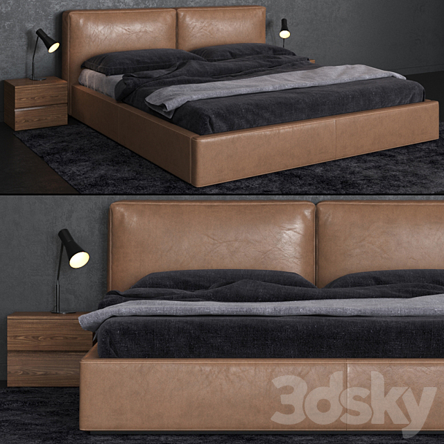 Bed Nicoline Letti SOFT CONTENITORE Matr. 180×200 3DSMax File - thumbnail 1
